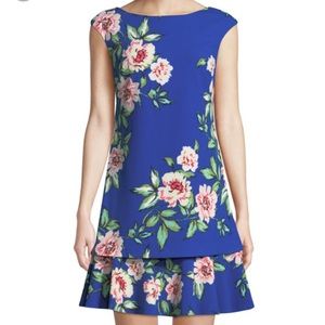 Eliza J cap sleeve floral shift dress